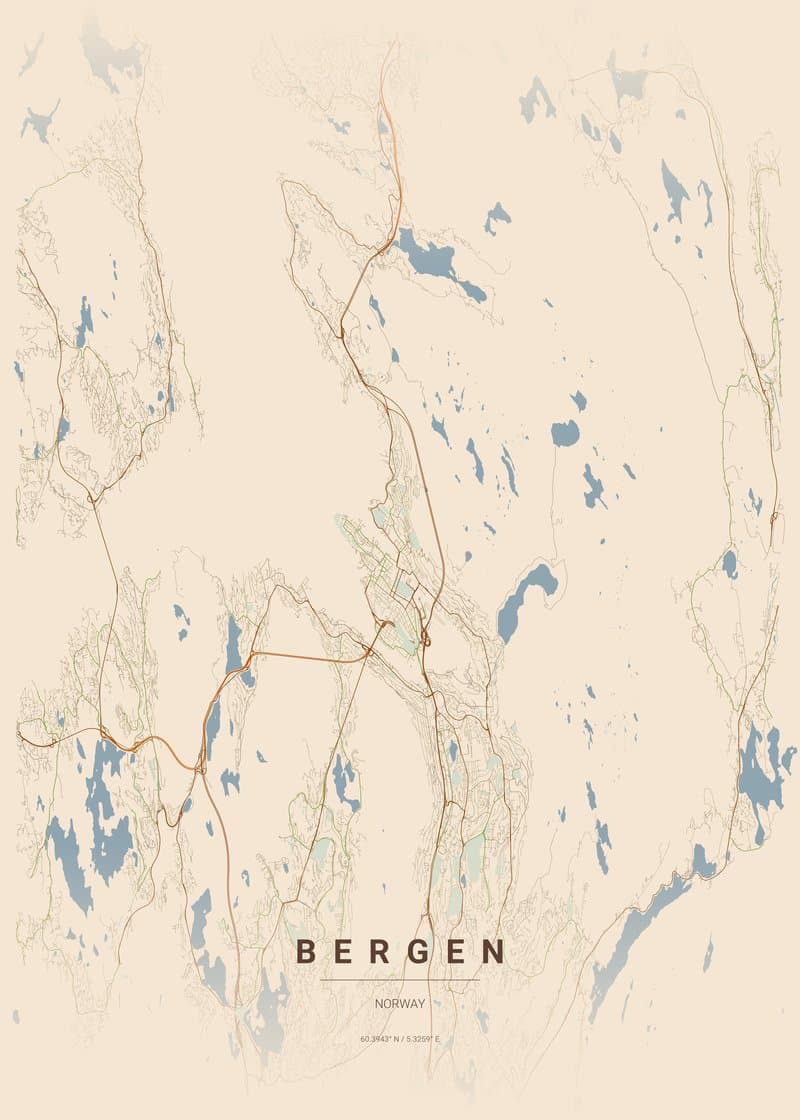 Bergen city map